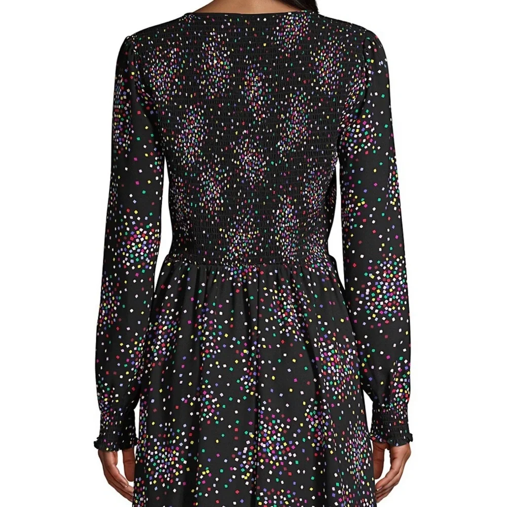 KATE SPADE CONFETTI PRINT SMOCKED SHIRT DRESS - Picture 4 of 16